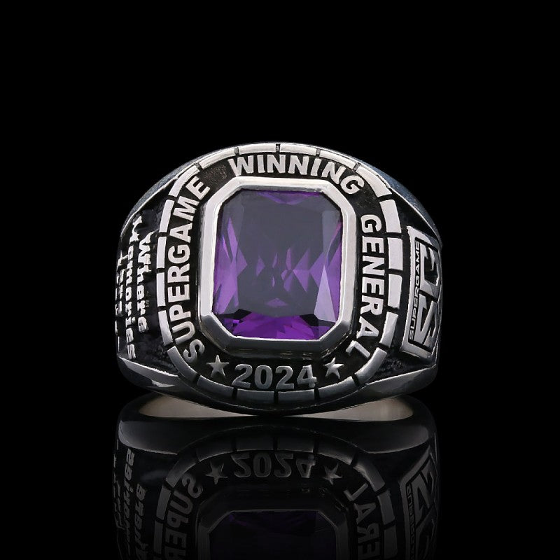 Supergame Winninig General 2024 Silver Ring by SWISS PLUS - Custom College Class Rings - view 2