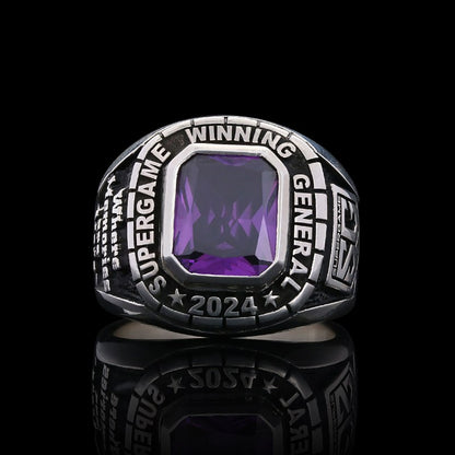 Supergame Winninig General 2024 Silver Ring by SWISS PLUS - Custom College Class Rings - view 2