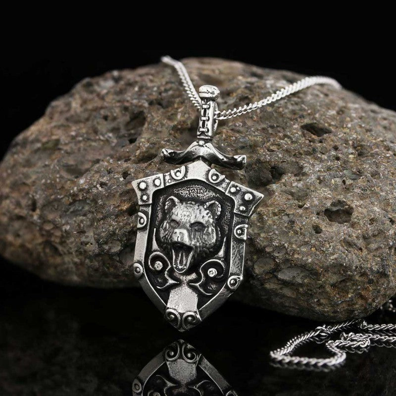 Sword Shield Necklace by SWISS PLUS - Unique Pendants & Cool Design Necklaces