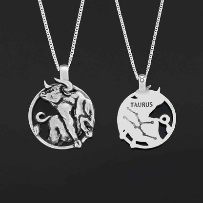 Taurus Pendant, Sterling Silver Taurus Necklace, Handmade Taurus Jewelry, Horoscope Taurus Necklace by SWISS PLUS - Zodiac Co