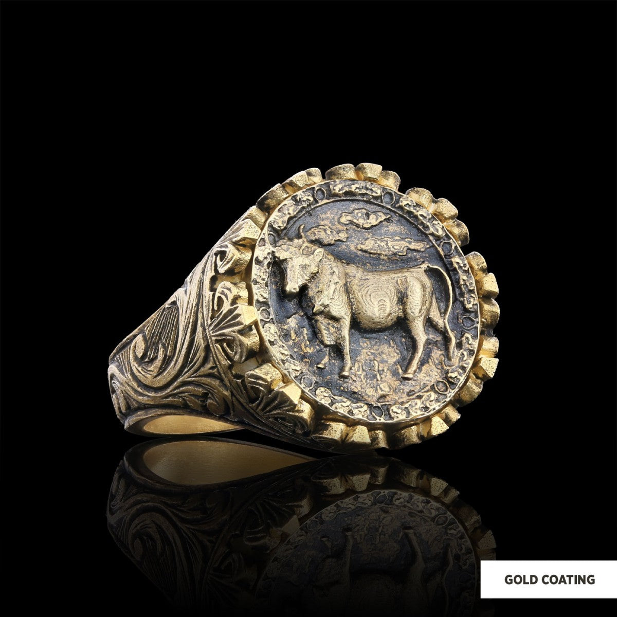 Taurus Sign Ring, 925 Sterling Silver Taurus Sign Ring by SWISS PLUS - Zodiac Collection - view 3