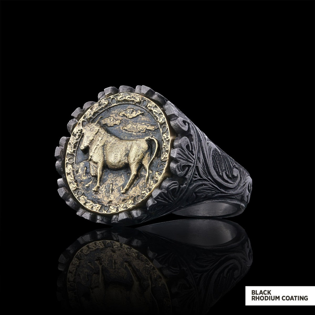 Taurus Sign Ring, 925 Sterling Silver Taurus Sign Ring by SWISS PLUS - Zodiac Collection - view 4
