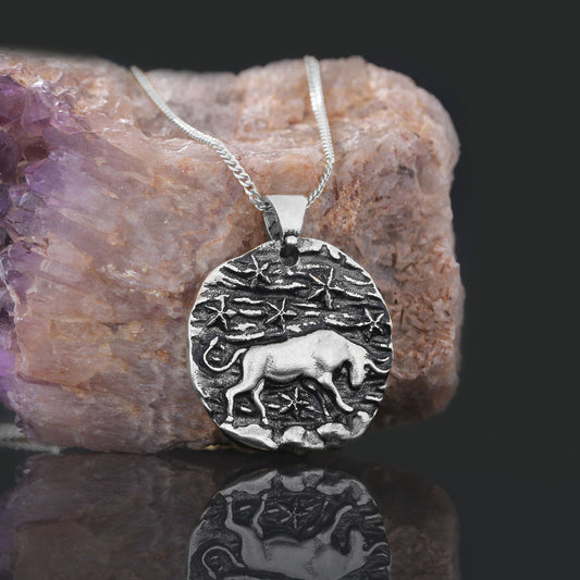Taurus Zodiac Pendant, Star Sign Necklace, Astrological Jewelry