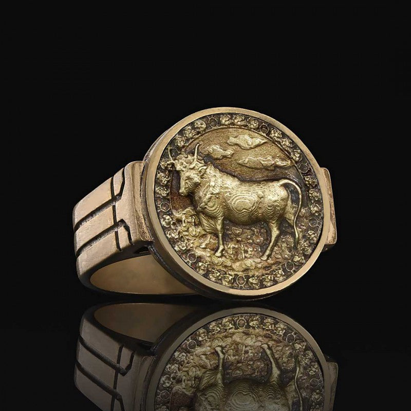 Taurus Zodiac Round Ring - view 3