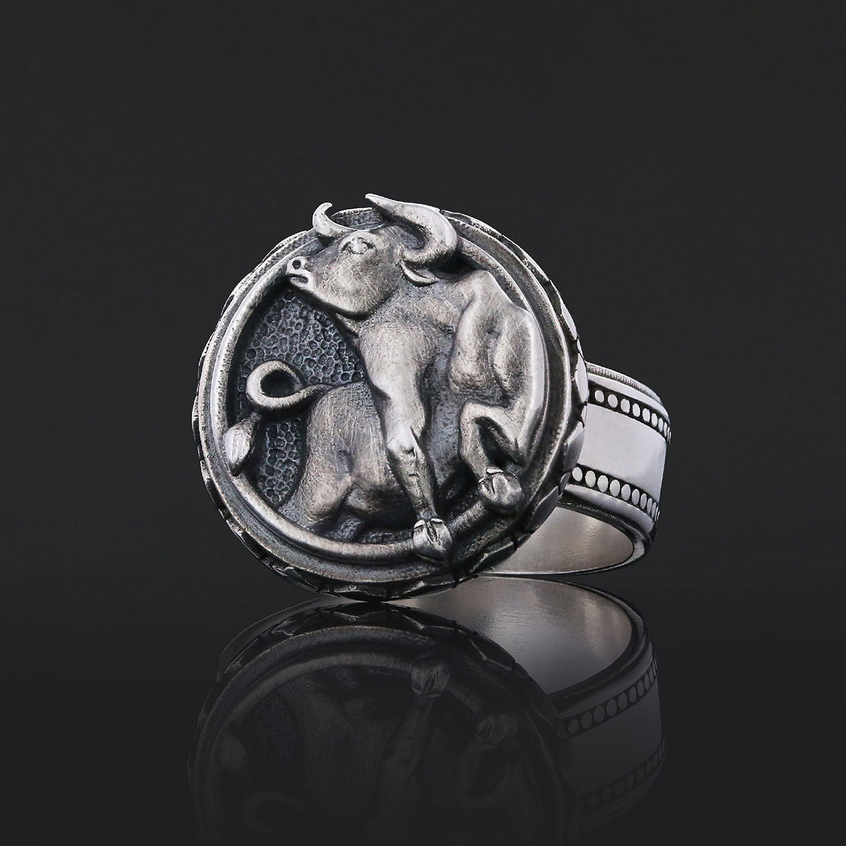 Taurus Zodiac Silver Ring - view 3