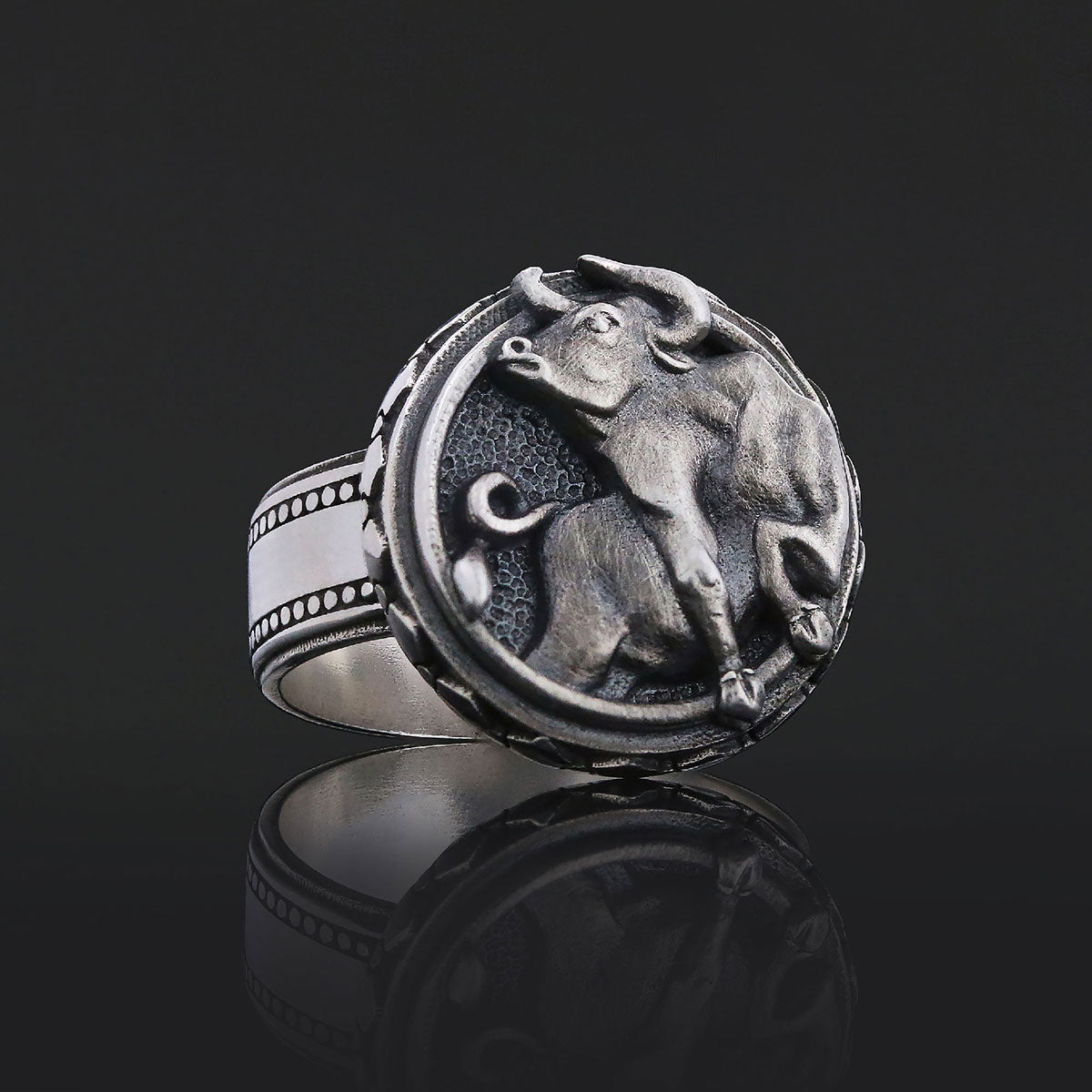 Taurus Zodiac Silver Ring - view 7
