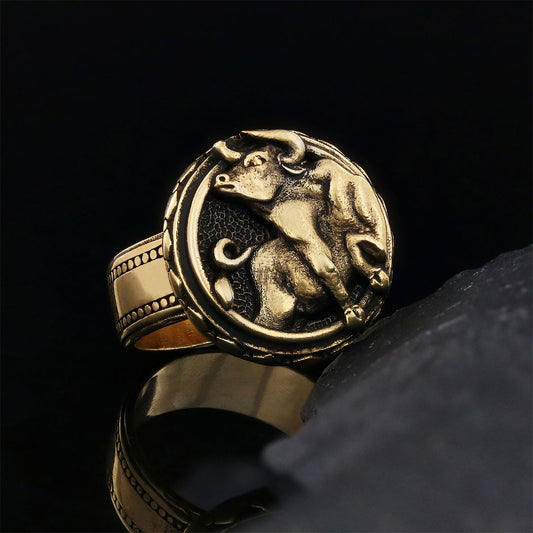 Taurus Zodiac Silver Ring - view 1
