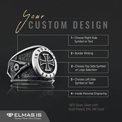 Templar Cross Masonic Ring, Master Mason Rings, Free Mason Ring, Mens Masonic Rings, Mason Jewelry by SWISS PLUS - Christian 