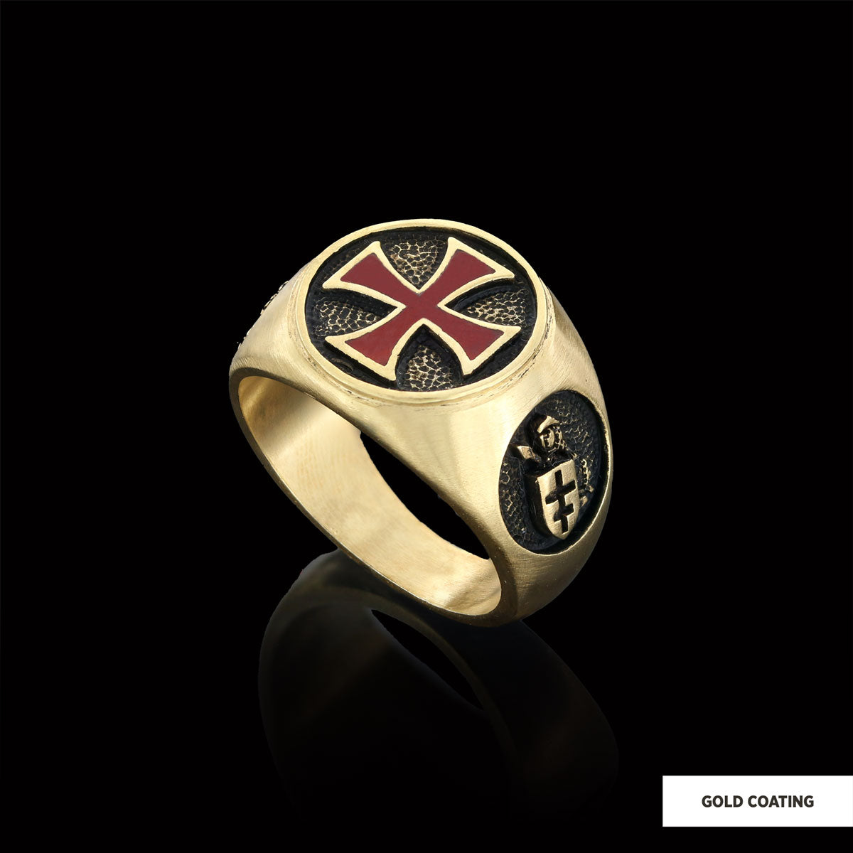 Templar Cross Masonic Ring, Round Signet Mason Ring by SWISS PLUS - Christian Collection - view 2