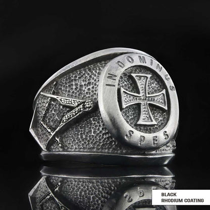 Templar Cross Silver Masonic Ring, Unique Embellished Design for Master Masons by SWISS PLUS - Christian Collection - view 4