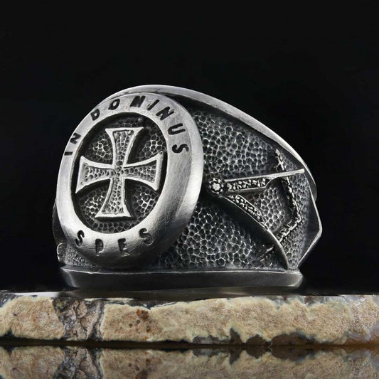 Templar Cross Silver Masonic Ring, Unique Embellished Design for Master Masons