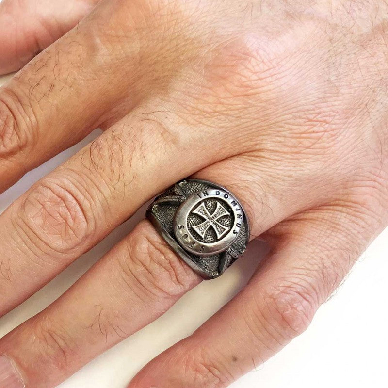 Templar Cross Silver Masonic Ring, Unique Embellished Design for Master Masons - view 6
