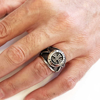 Templar Cross Silver Masonic Ring, Unique Embellished Design for Master Masons by SWISS PLUS - Christian Collection - view 7