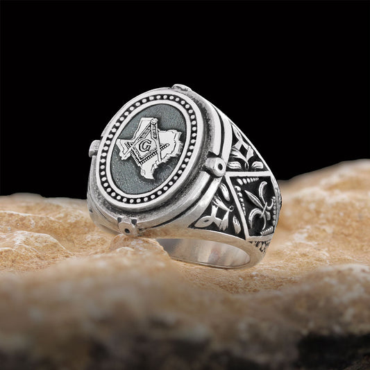 Texas Masonic Ring, Freemasonic Ring, Master Mason Ring, Elegant Masonic Ring