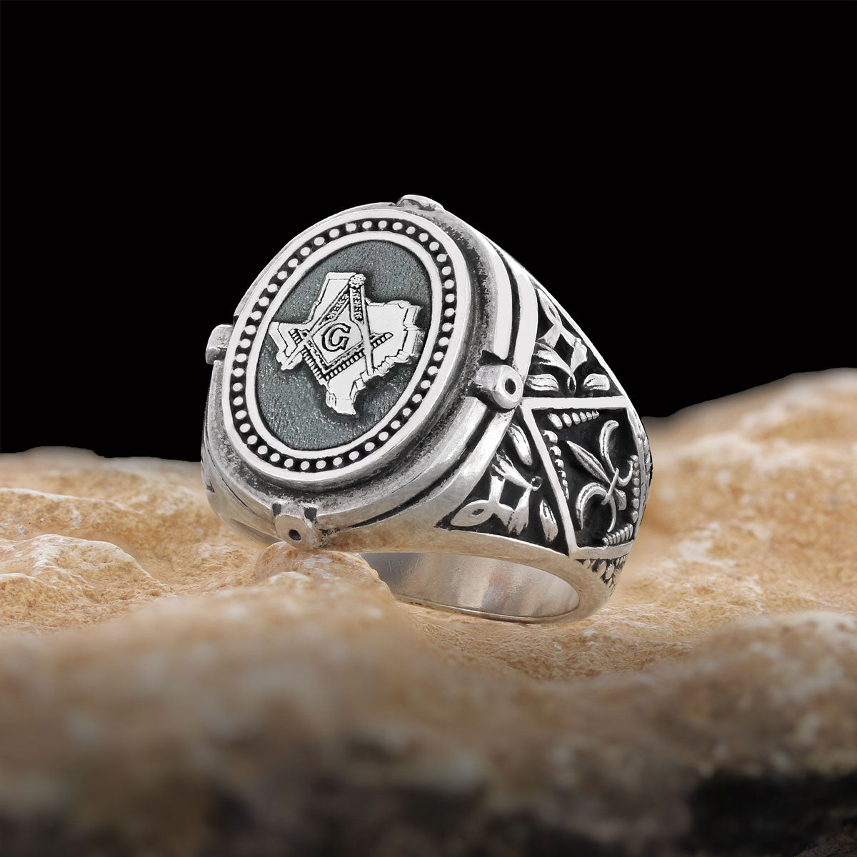 Texas Masonic Ring, Freemasonic Ring, Master Mason Ring, Elegant Masonic Ring - view 1
