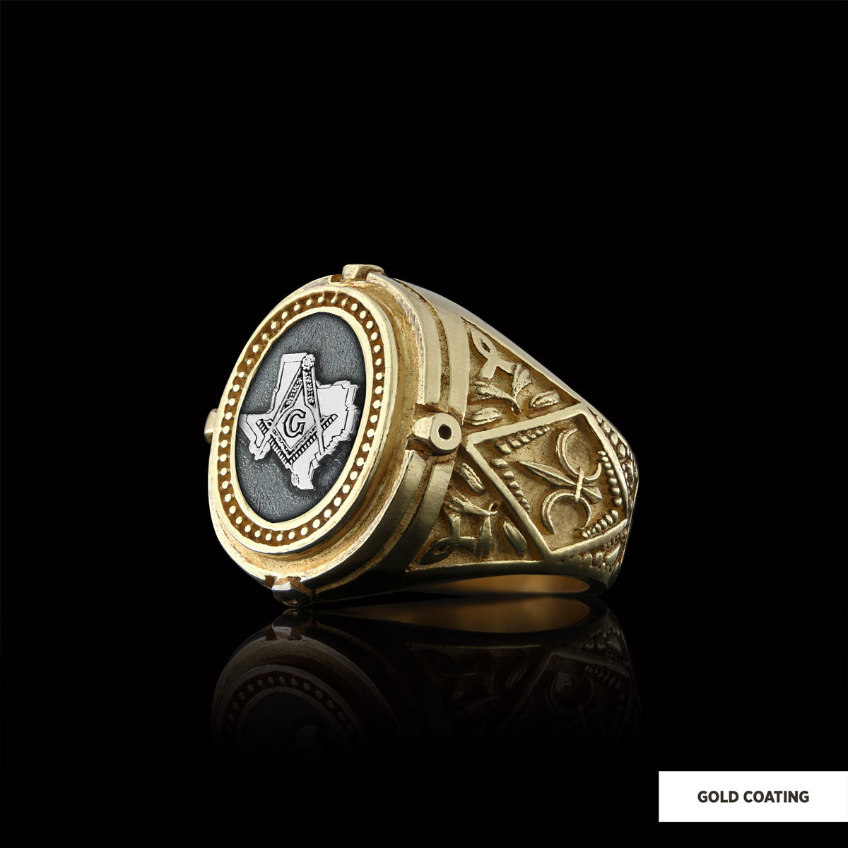 Texas Masonic Ring, Freemasonic Ring, Master Mason Ring, Elegant Masonic Ring by SWISS PLUS - Mason Collection - view 2