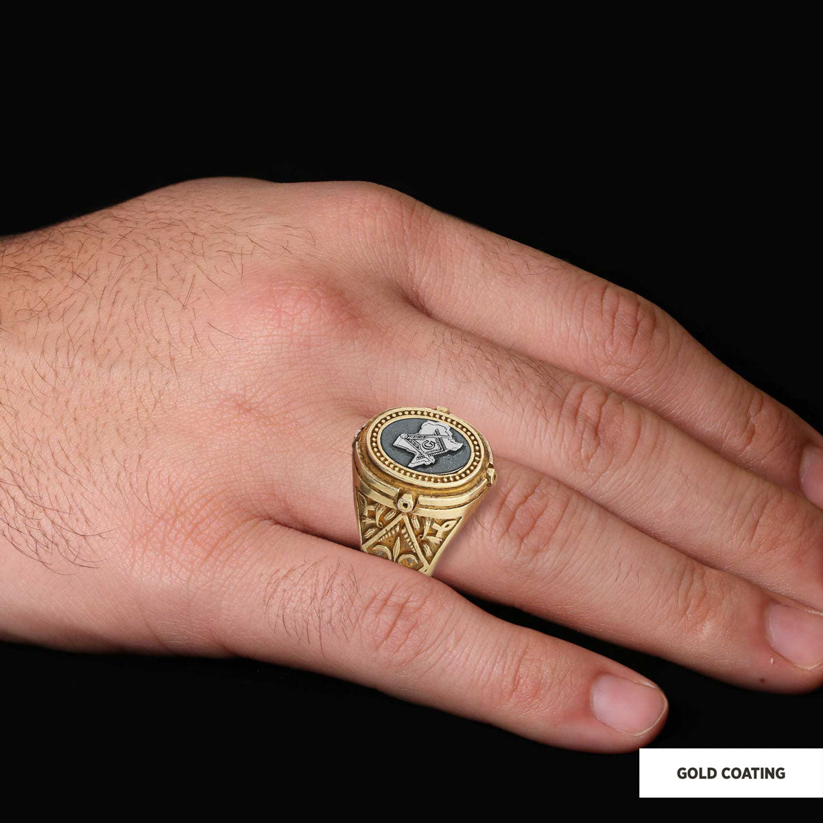 Texas Masonic Ring, Freemasonic Ring, Master Mason Ring, Elegant Masonic Ring - view 7