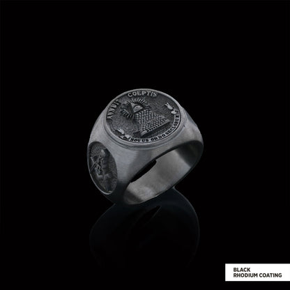 The Eye Masonic Round Ring, Signet Mason Ring, Mason Jewelry by SWISS PLUS - Mason Collection - view 3