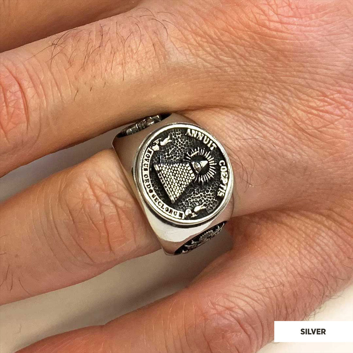 The Eye Masonic Round Ring, Signet Mason Ring, Mason Jewelry - view 5