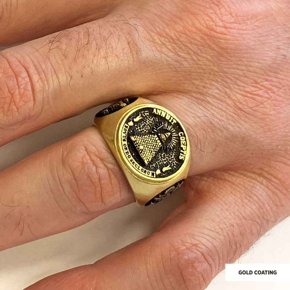 The Eye Masonic Round Ring, Signet Mason Ring, Mason Jewelry - view 6