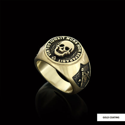 The Skull Masonic Ring, Handcrafted Sterling Silver Mason Ring, Elegant Masonic Ring by SWISS PLUS - Mason Collection - view 