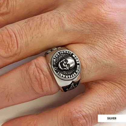 The Skull Masonic Ring, Handcrafted Sterling Silver Mason Ring, Elegant Masonic Ring by SWISS PLUS - Mason Collection - view 