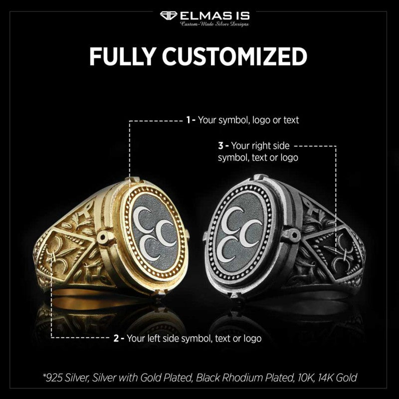 Three Crescent Islamic Ring - view 5