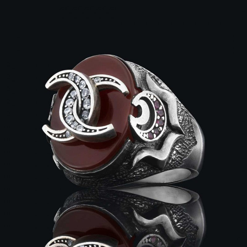 Tiger Eye Stone 925 Sterling Silver Mens Ring - view 3