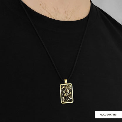 Tiger Pendant Gold Coating-Cord by SWISS PLUS - Unique Pendants & Cool Design Necklaces