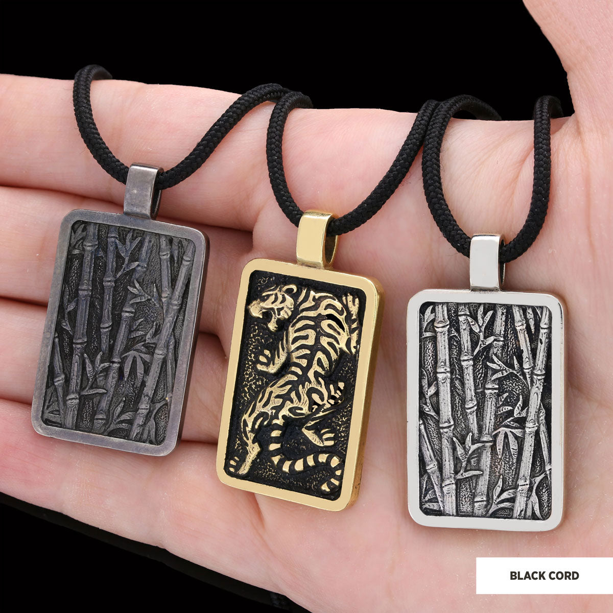 Tiger Pendant Gold Coating-Cord by SWISS PLUS - Unique Pendants & Cool Design Necklaces - view 2