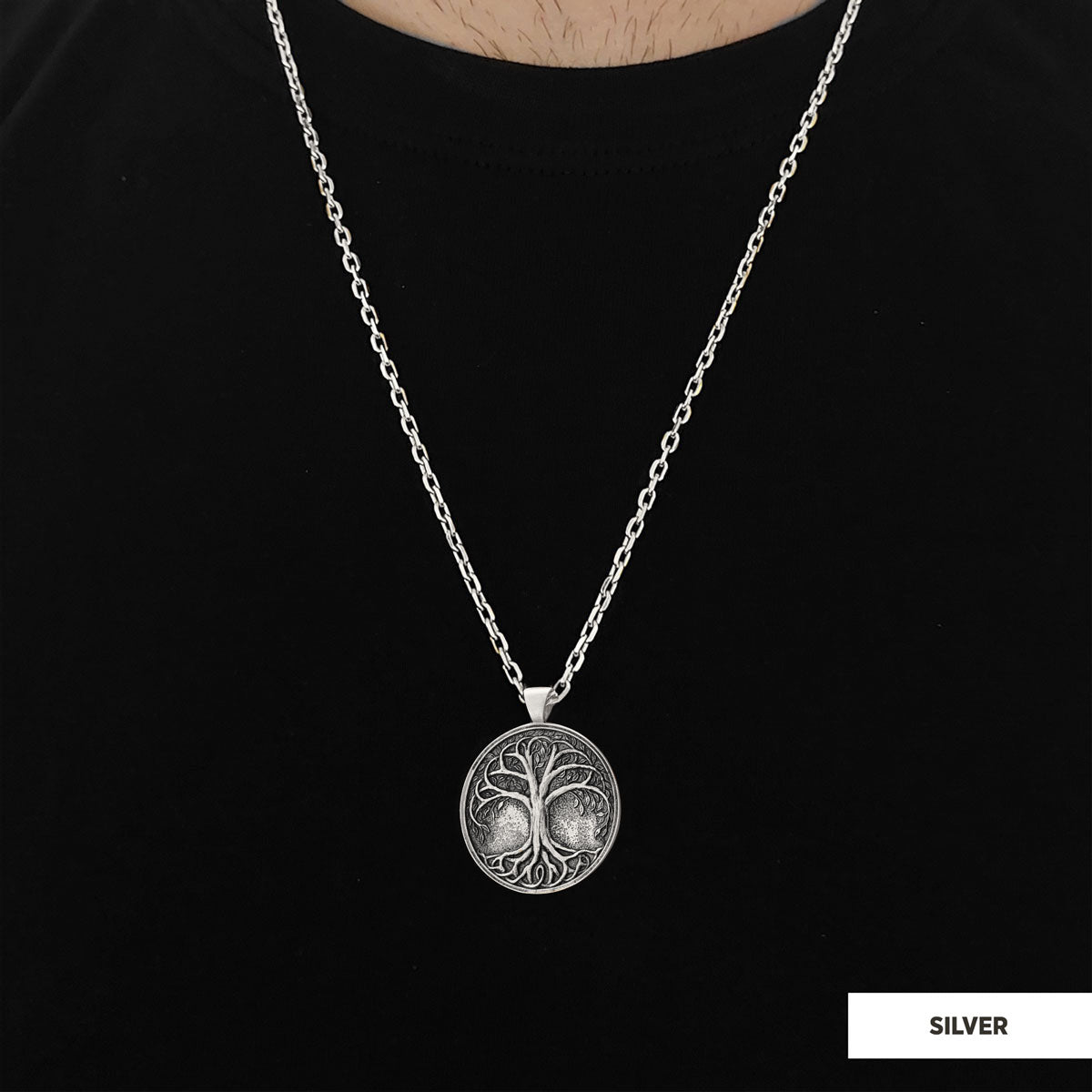 Tree of Life Pendant, Life Tree Men Necklace, Handmade Silver Tree of Life Necklace - view 6