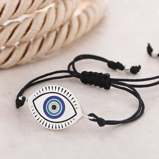 Turkish Blue Evil Eye Beads Sterling Silver Bracelet - view 1
