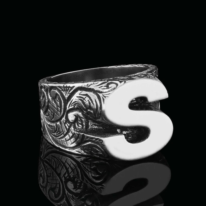 Custom Design Silver Celtic S Monogram Ring