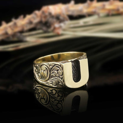 U Bold 925 Sterling Silver Monogram Women Ring by SWISS PLUS - Letter Collection