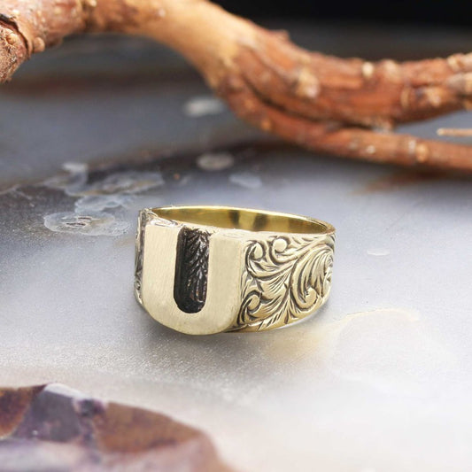 U Bold 925 Sterling Silver Monogram Women Ring - view 2