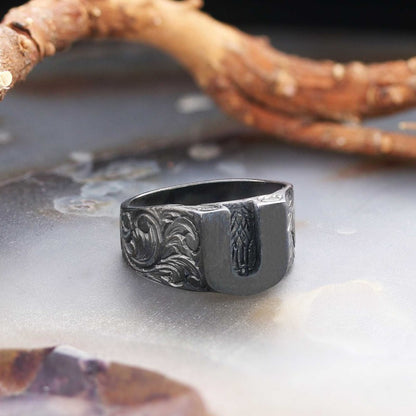 U Bold 925 Sterling Silver Monogram Women Ring by SWISS PLUS - Letter Collection - view 6
