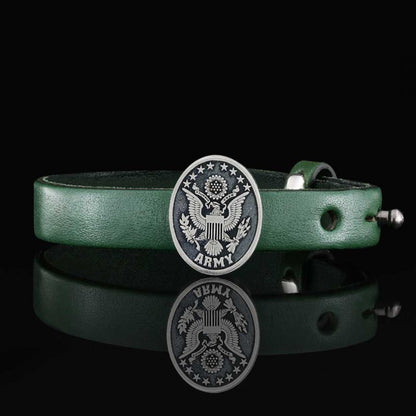 US Army Leather Bracelet by SWISS PLUS - Military Leather Bracelet - view 5