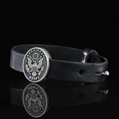 US Army Leather Bracelet by SWISS PLUS - Military Leather Bracelet - view 6