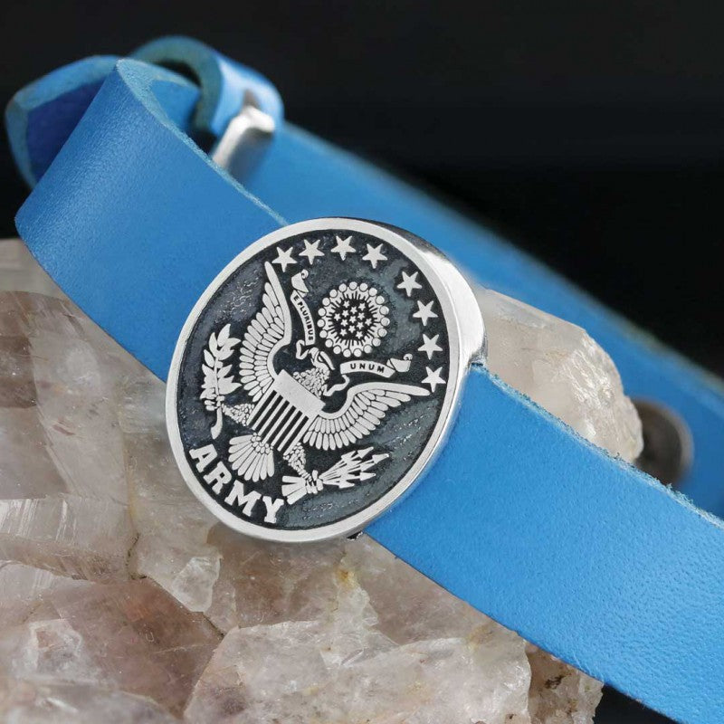 US Army Leather Bracelet by SWISS PLUS - Military Leather Bracelet