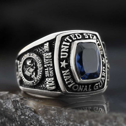 US National Guard Blue Stone Ring by SWISS PLUS - Military Rings - view 3