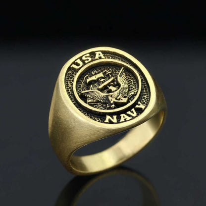 US Navy Eagle Embossed Ring by SWISS PLUS - Military Rings