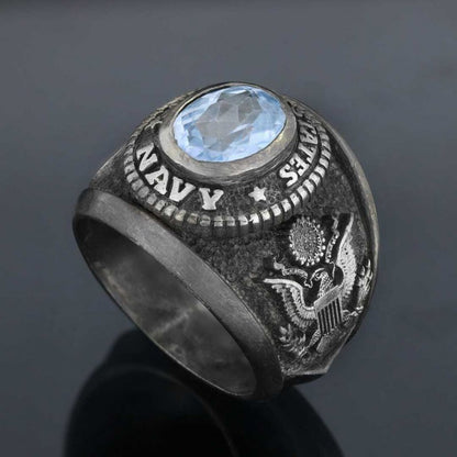 US Navy Blue Stone Ring by SWISS PLUS - Military Rings - view 2