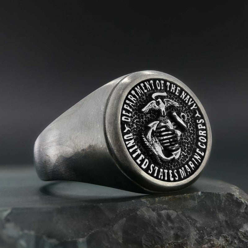 Us Marine Corps Round Shaped Navy Ring by SWISS PLUS - Military Rings - view 2