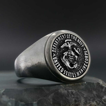 Us Marine Corps Round Shaped Navy Ring by SWISS PLUS - Military Rings - view 2