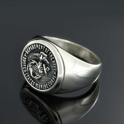 Us Marine Corps Round Shaped Navy Ring by SWISS PLUS - Military Rings - view 5