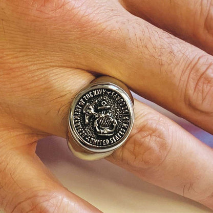 Us Marine Corps Round Shaped Navy Ring by SWISS PLUS - Military Rings - view 6