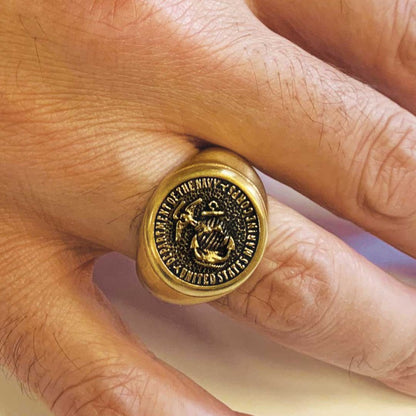 Us Marine Corps Round Shaped Navy Ring by SWISS PLUS - Military Rings - view 7