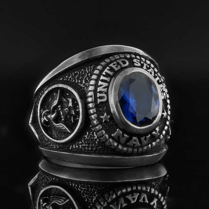 US Navy Blue Stone Ring by SWISS PLUS - Military Rings