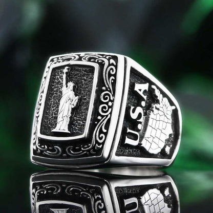 Statue Of Liberty Silver Ring by SWISS PLUS - United States Rings