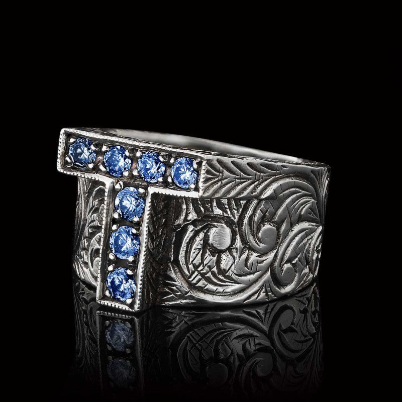 Unique Design Handmade Monogram T Bold Alphabet Ring by SWISS PLUS - Letter Collection - view 2